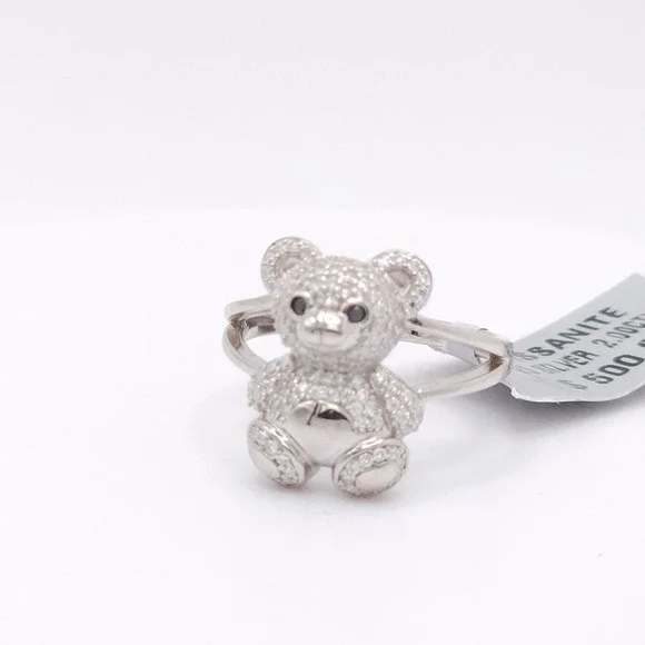 2.00 Ctw Moissanite Teddy Bear Ring – 925 Silver Plated, GRA Certified - Picture 16 of 17